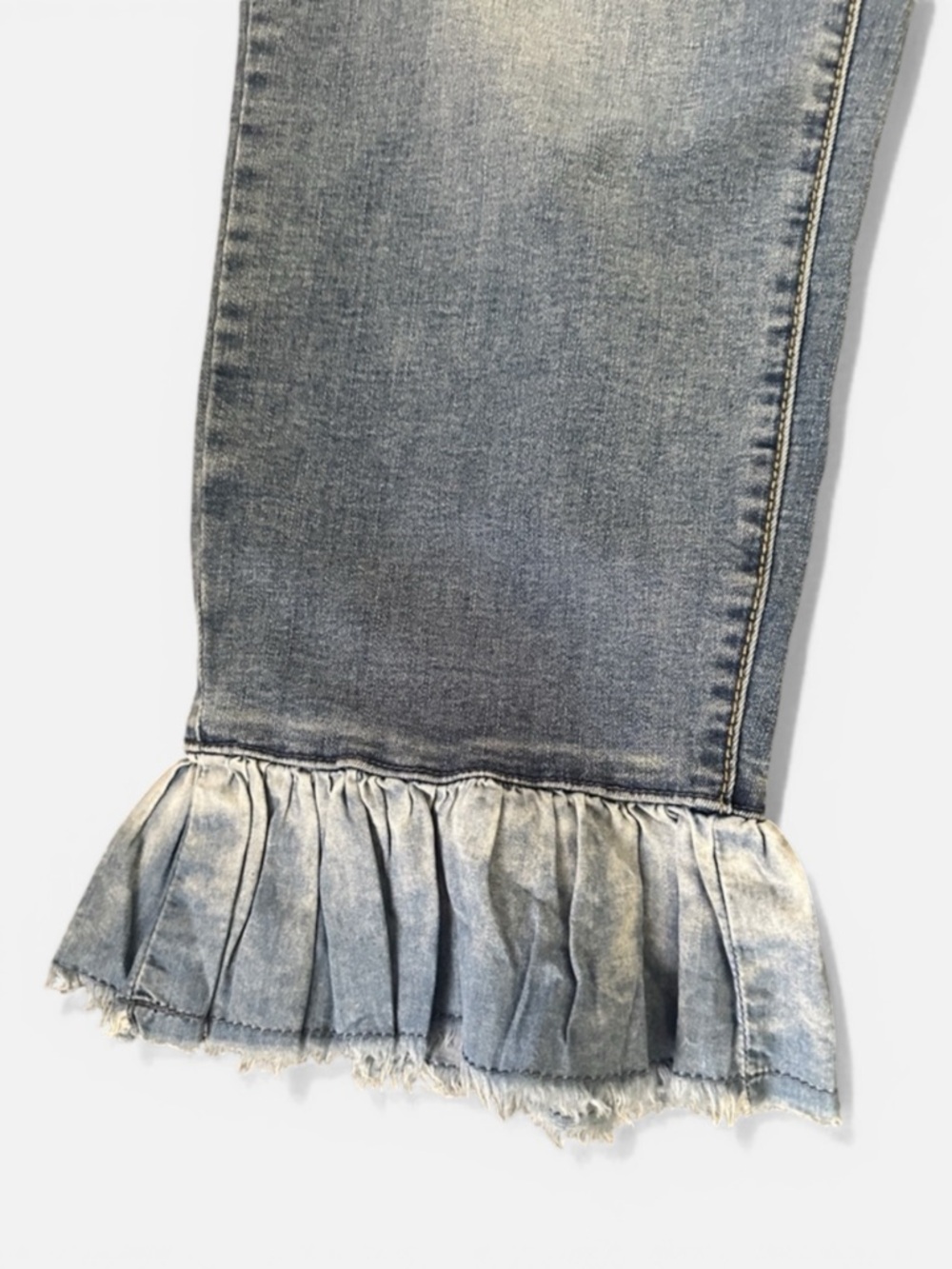 Est 1946 Denim High Rise Wash Crop Jeans Flouncy Frayed Hem Women’s Sz 14 - Picture 2 of 10